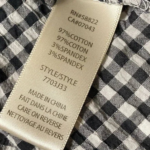 MAX Studio Black and White Gingham Check Tie Off Shoulder Top - Picture 3 of 3